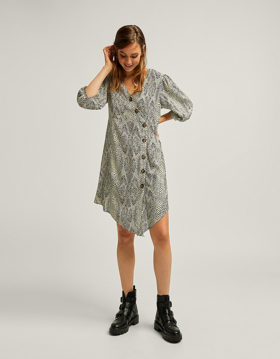 Puffy Leopard Print Sleeve Dress